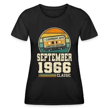 57th Birthday September Vintage 1966 Vintage - Women's Functional T-Shirt - black - Front - AI Model Female 172 light (172cm)
