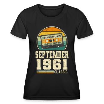 62ème anniversaire Septembre Millésime 1961 Millésime - T-shirt sport Femme - noir - Devant - AI Model Female 172 light (172cm)