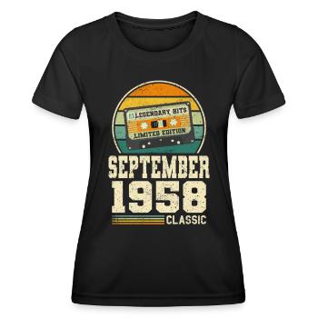 65th Birthday September Vintage 1958 Vintage - Women's Functional T-Shirt - black - Front - AI Model Female 172 light (172cm)