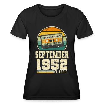 71. Geburtstag September Jahrgang 1952 Vintage - Frauen Funktions-T-Shirt - Schwarz - Vorne - AI Model Female 172 light (172cm)