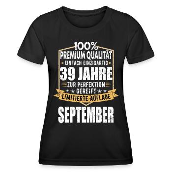 39. Geburtstag September Jahrgang 1984 Vintage - Frauen Funktions-T-Shirt - Schwarz - Vorne - AI Model Female 172 light (172cm)
