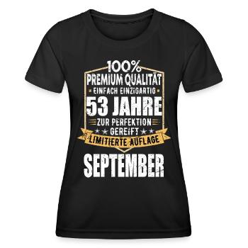 53. Geburtstag September Jahrgang 1970 Vintage - Frauen Funktions-T-Shirt - Schwarz - Vorne - AI Model Female 172 light (172cm)