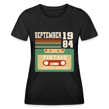 39th Birthday September Vintage 1984 Vintage - Women's Functional T-Shirt - black - Front - AI Model Female 172 light (172cm)