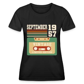 65th Birthday September Vintage 1958 Vintage - Women's Functional T-Shirt - black - Front - AI Model Female 172 light (172cm)