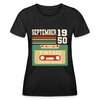 72. Geburtstag September Jahrgang 1951 Vintage - Frauen Funktions-T-Shirt - Schwarz - Vorne - AI Model Female 172 light (172cm)