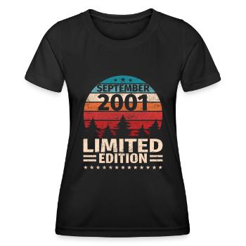 22. Geburtstag September Jahrgang 2001 Vintage - Frauen Funktions-T-Shirt - Schwarz - Vorne - AI Model Female 172 light (172cm)