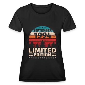 29ème anniversaire Septembre Millésime 1994 Millésime - T-shirt sport Femme - noir - Devant - AI Model Female 172 light (172cm)
