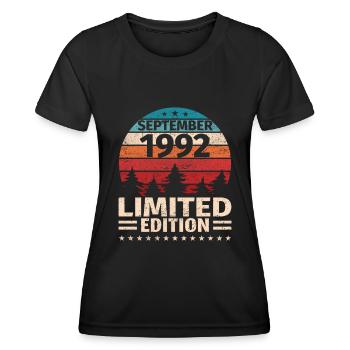 31st Birthday September Vintage 1992 Vintage - Women's Functional T-Shirt - black - Front - AI Model Female 172 light (172cm)