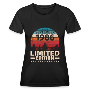 37th Birthday September Vintage 1986 Vintage - Women's Functional T-Shirt - black - Front - AI Model Female 172 light (172cm)