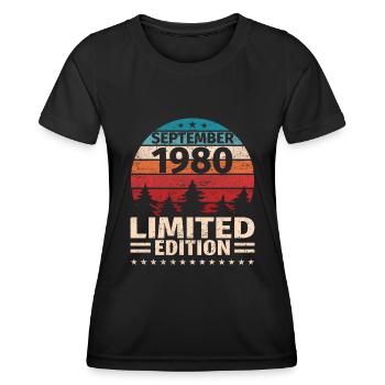 43. Geburtstag September Jahrgang 1980 Vintage - Frauen Funktions-T-Shirt - Schwarz - Vorne - AI Model Female 172 light (172cm)