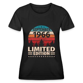 57th Birthday September Vintage 1966 Vintage - Women's Functional T-Shirt - black - Front - AI Model Female 172 light (172cm)