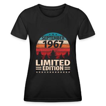 56ème anniversaire Septembre Millésime 1967 Millésime - T-shirt sport Femme - noir - Devant - AI Model Female 172 light (172cm)