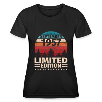 66. Geburtstag September Jahrgang 1957 Vintage - Frauen Funktions-T-Shirt - Schwarz - Vorne - AI Model Female 172 light (172cm)