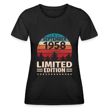 65th Birthday September Vintage 1958 Vintage - Women's Functional T-Shirt - black - Front - AI Model Female 172 light (172cm)