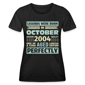 19ème anniversaire Octobre Millésime 2004 Millésime - T-shirt sport Femme - noir - Devant - AI Model Female 172 light (172cm)