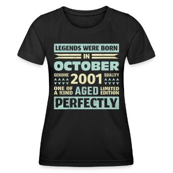 22nd Birthday October Vintage 2001 Vintage - Women's Functional T-Shirt - black - Front - AI Model Female 172 light (172cm)
