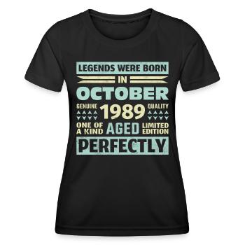 34. Geburtstag Oktober Jahrgang 1989 Vintage - Frauen Funktions-T-Shirt - Schwarz - Vorne - AI Model Female 172 light (172cm)