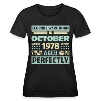 45th Birthday October Vintage 1978 Vintage - Women's Functional T-Shirt - black - Front - AI Model Female 172 light (172cm)