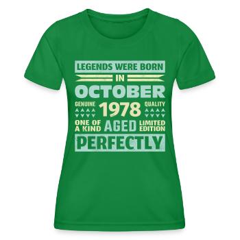 45th Birthday October Vintage 1978 Vintage - Women's Functional T-Shirt - kelly green - Front - AI Model Female 172 dark (172cm)