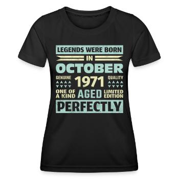 52ème anniversaire Octobre Millésime 1971 Millésime - T-shirt sport Femme - noir - Devant - AI Model Female 172 light (172cm)
