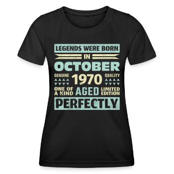 53ème anniversaire Octobre Millésime 1970 Millésime - T-shirt sport Femme - noir - Devant - AI Model Female 172 light (172cm)