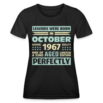 56ème anniversaire Octobre Millésime 1967 Millésime - T-shirt sport Femme - noir - Devant - AI Model Female 172 light (172cm)