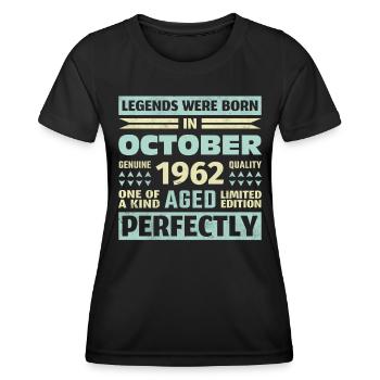 61. Geburtstag Oktober Jahrgang 1962 Vintage - Frauen Funktions-T-Shirt - Schwarz - Vorne - AI Model Female 172 light (172cm)