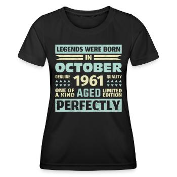 62ème anniversaire Octobre Millésime 1961 Millésime - T-shirt sport Femme - noir - Devant - AI Model Female 172 light (172cm)