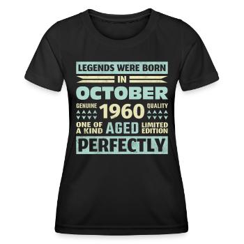 63. Geburtstag Oktober Jahrgang 1960 Vintage - Frauen Funktions-T-Shirt - Schwarz - Vorne - AI Model Female 172 light (172cm)