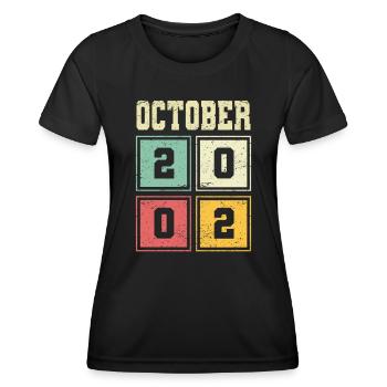 21ème anniversaire Octobre Millésime 2002 Millésime - T-shirt sport Femme - noir - Devant - AI Model Female 172 light (172cm)