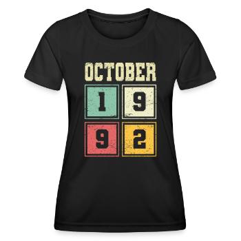 31st Birthday October Vintage 1992 Vintage - Women's Functional T-Shirt - black - Front - AI Model Female 172 light (172cm)