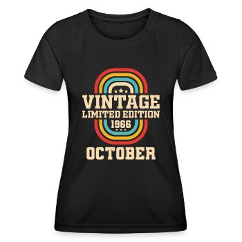 57th Birthday October Vintage 1966 Vintage - Women's Functional T-Shirt - black - Front - AI Model Female 172 light (172cm)