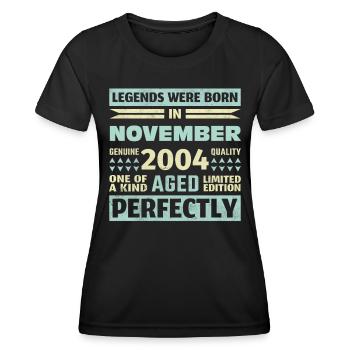 19e anniversaire Novembre Millésime 2004 Millésime - T-shirt sport Femme - noir - Devant - AI Model Female 172 light (172cm)