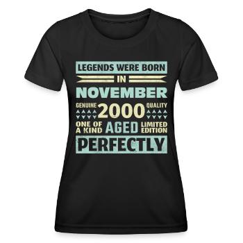 23. Geburtstag November Jahrgang 2000 Vintage - Frauen Funktions-T-Shirt - Schwarz - Vorne - AI Model Female 172 light (172cm)