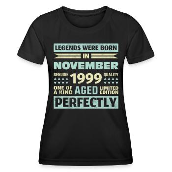 24th Birthday November Vintage 1999 Vintage - Women's Functional T-Shirt - black - Front - AI Model Female 172 light (172cm)