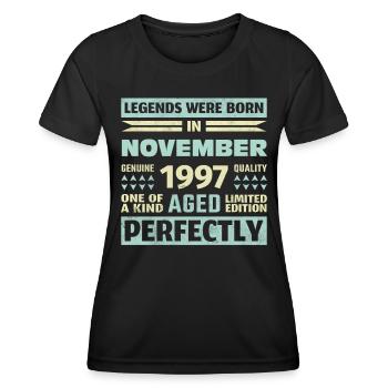 26. Geburtstag November Jahrgang 1997 Vintage - Frauen Funktions-T-Shirt - Schwarz - Vorne - AI Model Female 172 light (172cm)