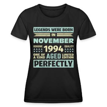 29e anniversaire Novembre Millésime 1994 Millésime - T-shirt sport Femme - noir - Devant - AI Model Female 172 light (172cm)