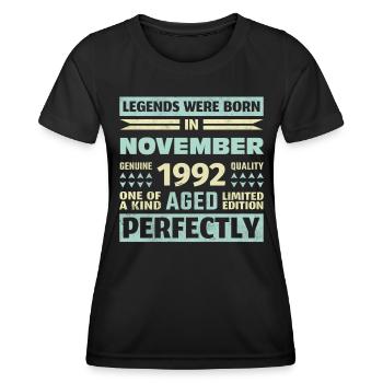 31. Geburtstag November Jahrgang 1992 Vintage - Frauen Funktions-T-Shirt - Schwarz - Vorne - AI Model Female 172 light (172cm)