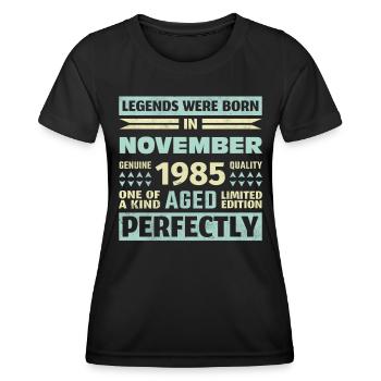 38th Birthday November Vintage 1985 Vintage - Women's Functional T-Shirt - black - Front - AI Model Female 172 light (172cm)