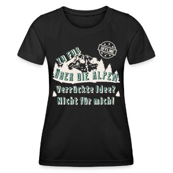 Zu Fuß über die Alpen - offline - verrückte Idee - Frauen Funktions-T-Shirt - Schwarz - Vorne - AI Model Female 172 light (172cm)