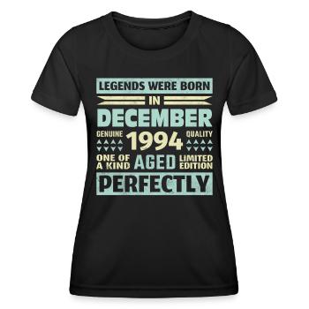 29e anniversaire Décembre Millésime 1994 Millésime - T-shirt sport Femme - noir - Devant - AI Model Female 172 light (172cm)