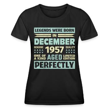 66. Geburtstag Dezember Jahrgang 1957 Vintage - Frauen Funktions-T-Shirt - Schwarz - Vorne - AI Model Female 172 light (172cm)