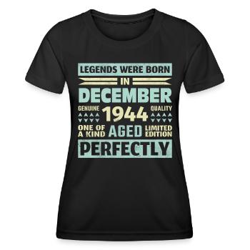79ème Anniversaire Décembre Millésime 1944 Millésime - T-shirt sport Femme - noir - Devant - AI Model Female 172 light (172cm)