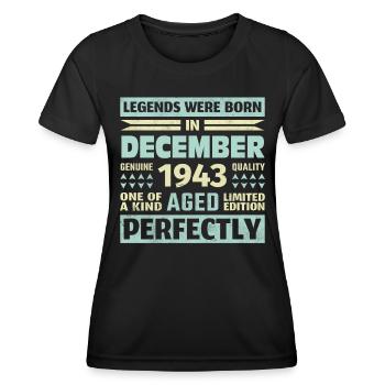 80ème Anniversaire Décembre Millésime 1943 - T-shirt sport Femme - noir - Devant - AI Model Female 172 light (172cm)