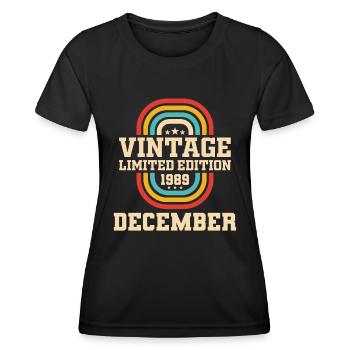 34ème anniversaire décembre millésime 1989 millésime - T-shirt sport Femme - noir - Devant - AI Model Female 172 light (172cm)