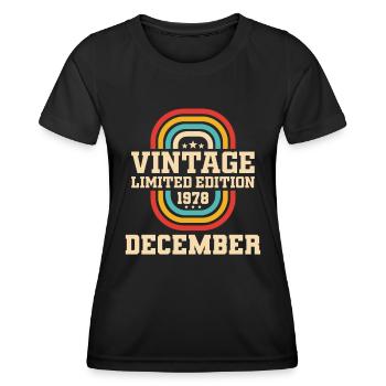 45th Birthday December Vintage 1978 Vintage - Women's Functional T-Shirt - black - Front - AI Model Female 172 light (172cm)