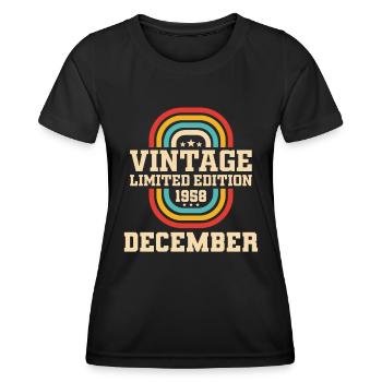 65th Birthday December Vintage 1958 Vintage - Women's Functional T-Shirt - black - Front - AI Model Female 172 light (172cm)