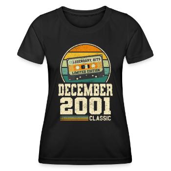 22. Geburtstag Dezember Jahrgang 2001 Vintage - Frauen Funktions-T-Shirt - Schwarz - Vorne - AI Model Female 172 light (172cm)