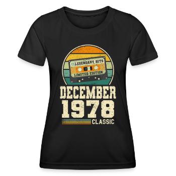 45th Birthday December Vintage 1978 Vintage - Women's Functional T-Shirt - black - Front - AI Model Female 172 light (172cm)