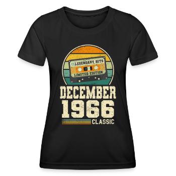 57th Birthday December Vintage 1966 Vintage - Women's Functional T-Shirt - black - Front - AI Model Female 172 light (172cm)
